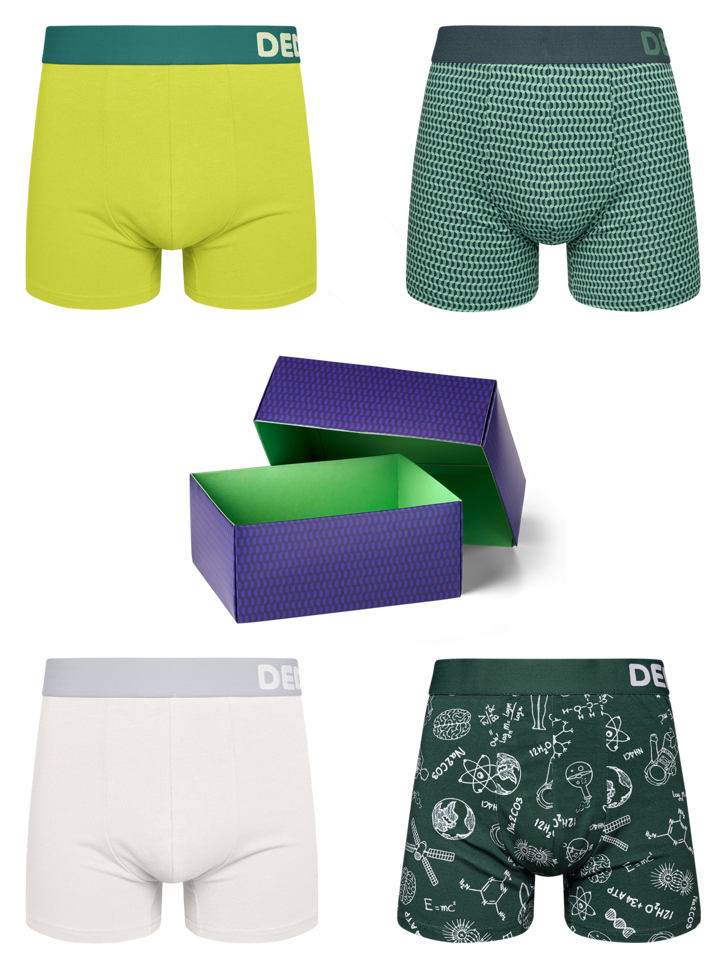 Tip na darček Set regalo - Boxer aderenti da uomo Verde e giallo 